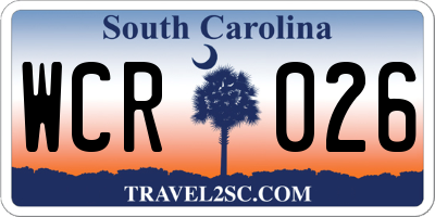 SC license plate WCR026
