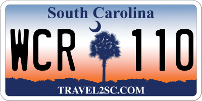 SC license plate WCR110