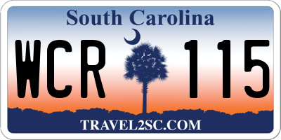 SC license plate WCR115