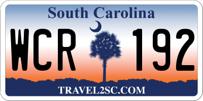 SC license plate WCR192