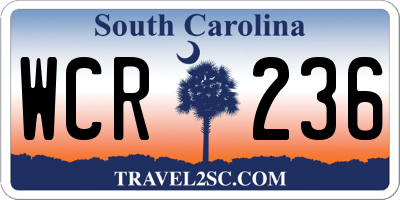 SC license plate WCR236