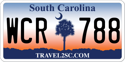 SC license plate WCR788