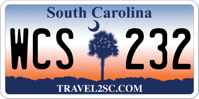 SC license plate WCS232
