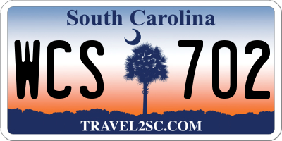 SC license plate WCS702