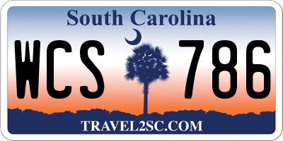 SC license plate WCS786