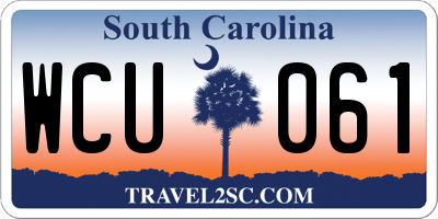 SC license plate WCU061