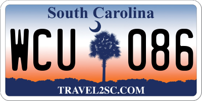 SC license plate WCU086