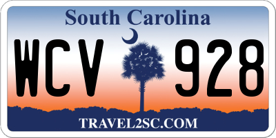 SC license plate WCV928