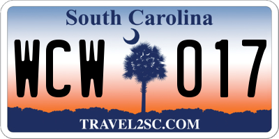 SC license plate WCW017
