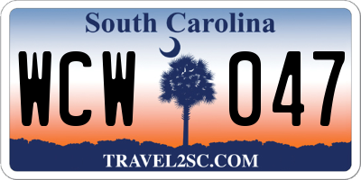 SC license plate WCW047