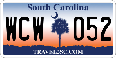 SC license plate WCW052