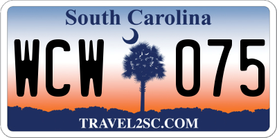 SC license plate WCW075