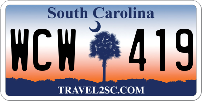 SC license plate WCW419