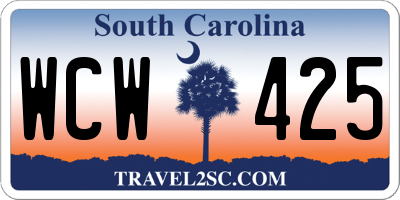 SC license plate WCW425
