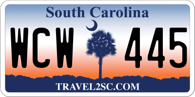 SC license plate WCW445