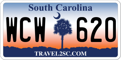 SC license plate WCW620
