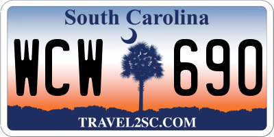 SC license plate WCW690