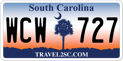 SC license plate WCW727