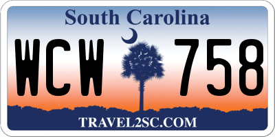 SC license plate WCW758