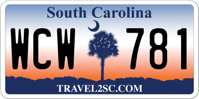 SC license plate WCW781