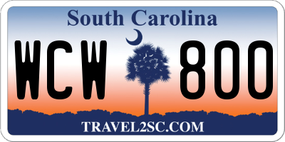 SC license plate WCW800