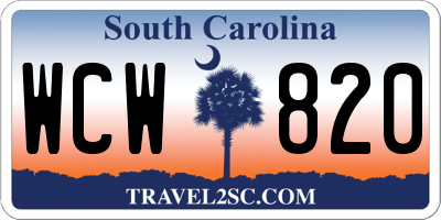 SC license plate WCW820