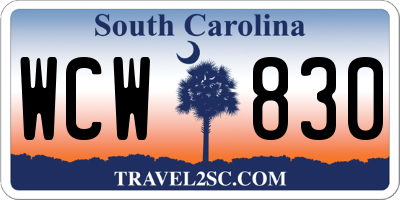 SC license plate WCW830