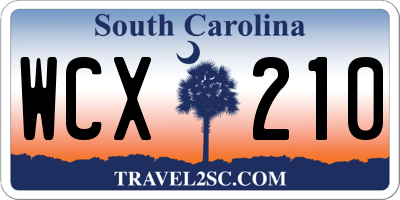 SC license plate WCX210