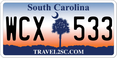 SC license plate WCX533