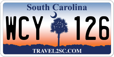 SC license plate WCY126