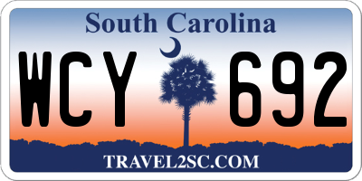 SC license plate WCY692