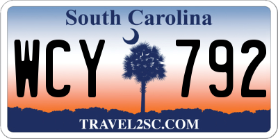 SC license plate WCY792