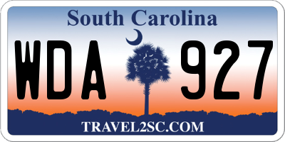 SC license plate WDA927