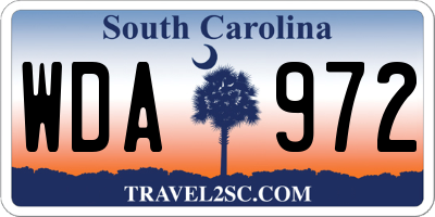 SC license plate WDA972