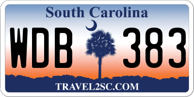SC license plate WDB383