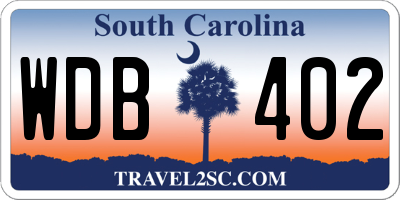 SC license plate WDB402