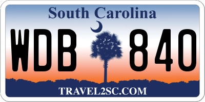 SC license plate WDB840