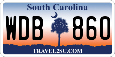 SC license plate WDB860
