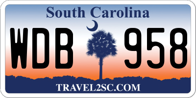 SC license plate WDB958