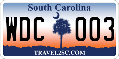 SC license plate WDC003