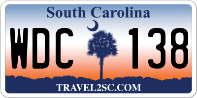 SC license plate WDC138