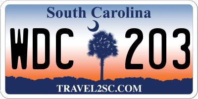 SC license plate WDC203