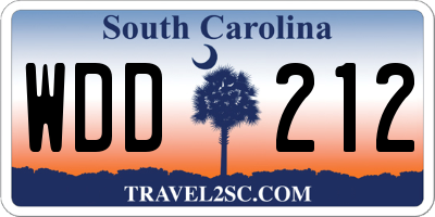 SC license plate WDD212