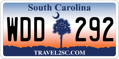 SC license plate WDD292