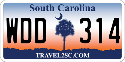 SC license plate WDD314