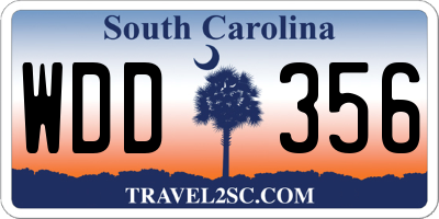 SC license plate WDD356