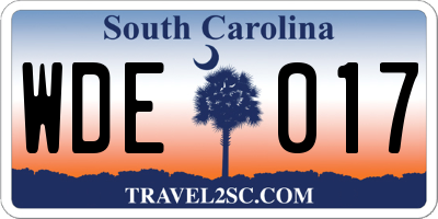 SC license plate WDE017