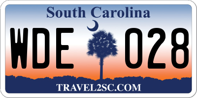SC license plate WDE028