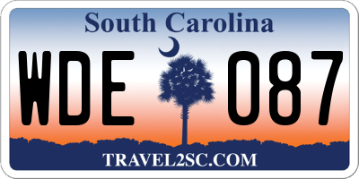 SC license plate WDE087