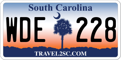 SC license plate WDE228